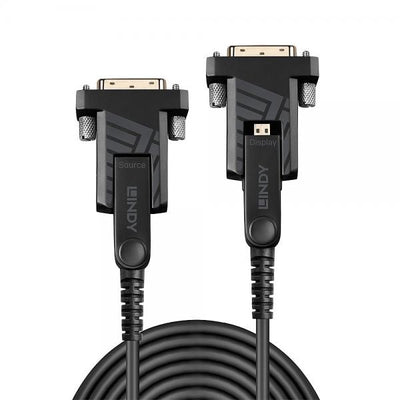LINDY No. 38326 - Cavo Micro-HDMI 4K60 Ibrido in Fibra Ottica con connettori HDMI & DVI removibili, 100m [LIN-38326]