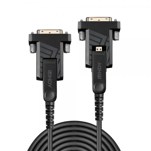 LINDY No. 38326 - Cavo Micro-HDMI 4K60 Ibrido in Fibra Ottica con connettori HDMI & DVI removibili, 100m [LIN-38326]