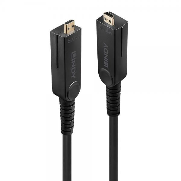 LINDY No. 38325 - Cavo Micro-HDMI 4K60 Ibrido in Fibra Ottica con connettori HDMI & DVI removibili, 70m [LIN-38325]