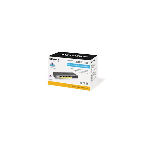 Netgear 8-Port Gigabit PoE+ Ethernet Smart Switch with 2 SFP Ports and Cloud Management (55W) [GS110TP-300EUS]