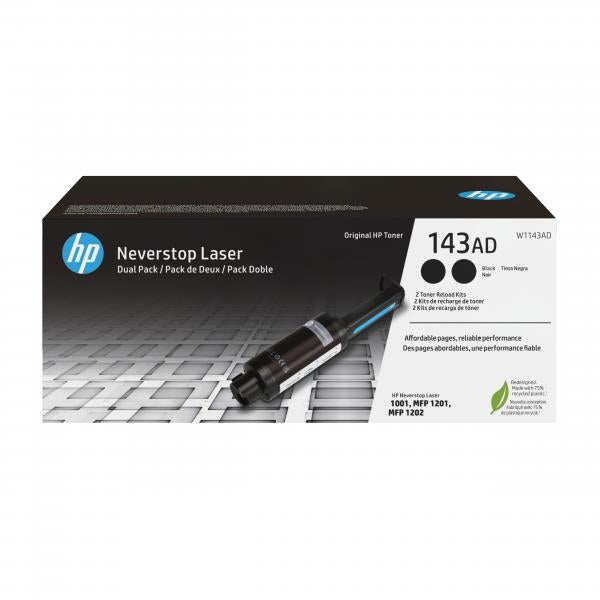 HP TONER NERO 143A RICARICA PER PER NEVERSTOP 1001NW / 1201N/ 1202 NW, DUAL PACK [W1143AD]