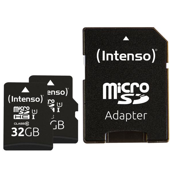 INTENSO MICRO SD UHS-I PREMIUM CON INCL SD ADAPTER 32GB CONFEZIONE DA 2 PEZZI [3423482]