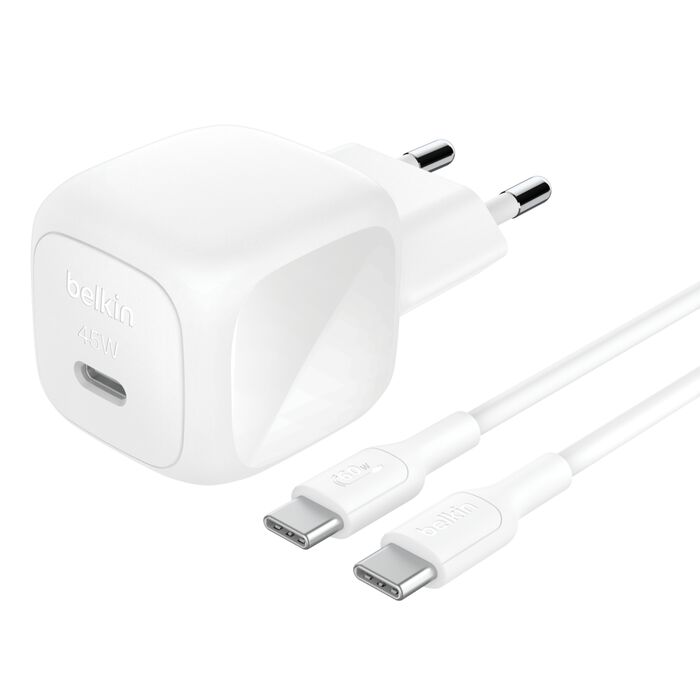 45W USB PD WALL CHARGER W/ 1M PVC C-C CABLE WHT [WCA013KQ1MWH-B6]