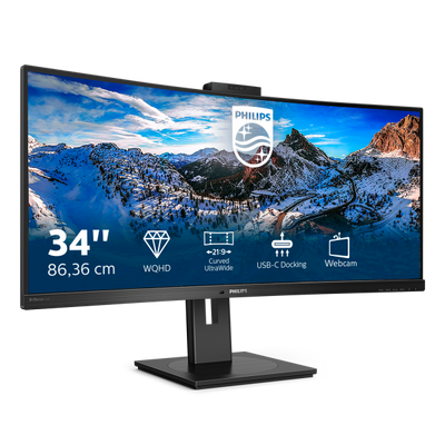 PHILIPS MONITOR CURVO 34 LED VA 21:9 3440X1440 500 CD/M, DP/HDMI, USB-C, WEBCAM, ALTEZZA, MULTIMEDIALE [346P1CRH]