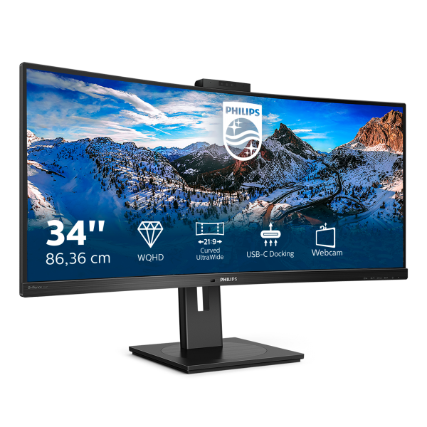 PHILIPS MONITOR CURVO 34 LED VA 21:9 3440X1440 500 CD/M, DP/HDMI, USB-C, WEBCAM, ALTEZZA, MULTIMEDIALE [346P1CRH]