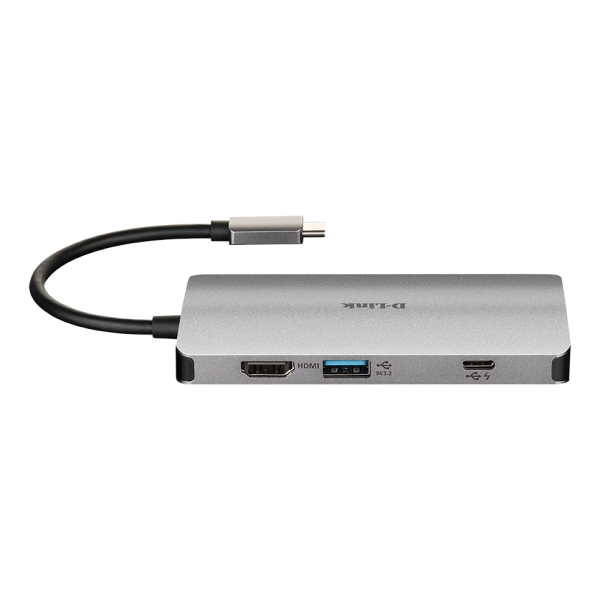 D-LINK HUB USB-C 8-IN-1 CON HDMI, ETHERNET, LETTORE CARD E POWER DELIVERY 60W, USCITE: HDMI x1, Ethernet x1, USB 3.0 x3, USB-C x1, SD x1, TF x1, HDMI FINO A 4K, PLUG AND PLAY [DUB-M810]