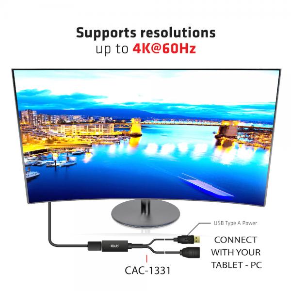 CLUB3D HDMI 2.0 TO DISPLAYPORT 1.2 4K60HZ HDR M/F ACTIVE ADAPTER [CAC-1331]