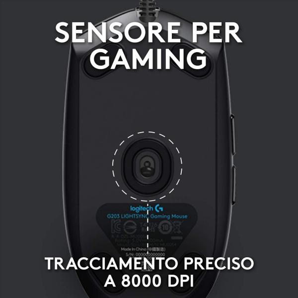 Logitech G203 LIGHTSYNC RGB Gaming Mouse - 8000 DPI [910-005796]