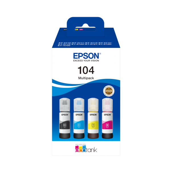 EPSON CART INK 104 ECOTANK 4-COLOUR MULTIPACK [C13T00P640]