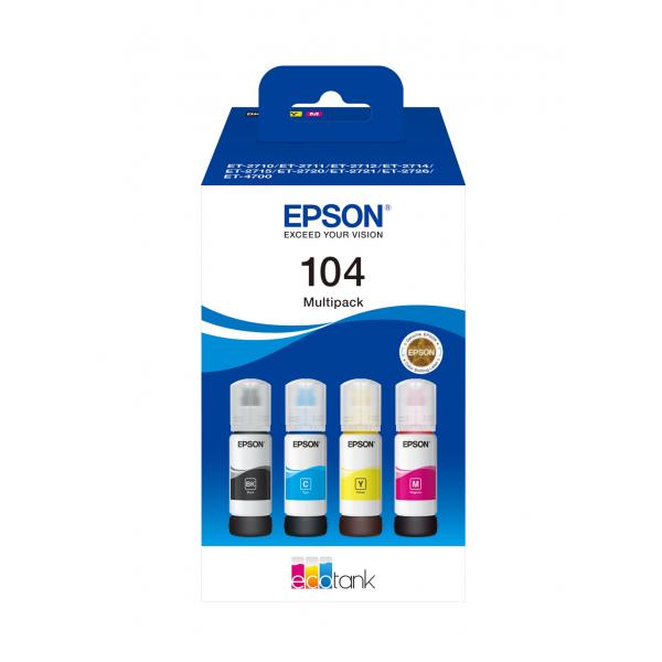 EPSON CART INK 104 ECOTANK 4-COLOUR MULTIPACK [C13T00P640]