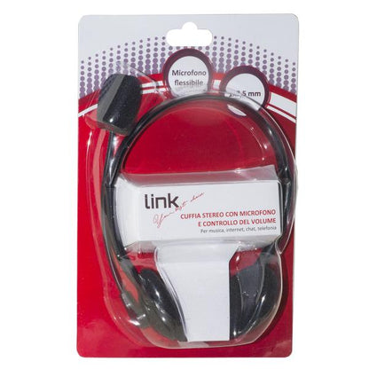 LINK CUFFIA CON MICROFONO ORIENTABILE, CONNETTORE 1 X 3,5 MM E CONTROLLO VOLUME [LKHS03]