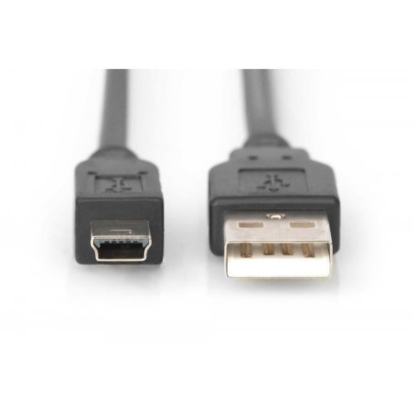 Digitus USB 2.0 connection cable - type A - mini B (5pin) M/M - 1.8m - USB 2.0 conform - Black [AK-300108-018-S]