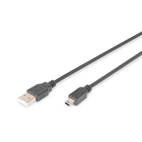 Digitus USB 2.0 connection cable - type A - mini B (5pin) M/M - 1.8m - USB 2.0 conform - Black [AK-300108-018-S]