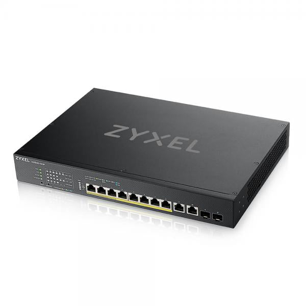 Zyxel 8-port Multi-Gigabit Smart Managed PoE 375Watt 802.3bt Switch - 2x10GbE - 2 SFP+ Uplink - hybrid mode - standalone or NebulaFlex [XS1930-12HP-ZZ0101F]