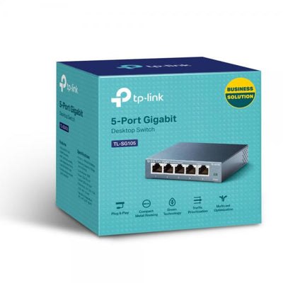 TP-Link - TL-SG105 - 5-port Desktop Gigabit Switch, 5 10/100/1000M RJ45 ports, steel case [TL-SG105]