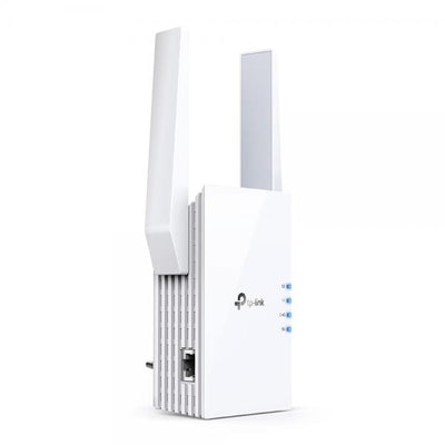 TP-Link - RE505X - AX1500 Wi-Fi 6 Range Extender, 300 Mbps at 2.4 GHz + 1201 Mbps at 5 GHz, 2 x External Antennas, 1 x Gigabit Port, Broadcom 1.5GHz Tri-Core CPU, 1024 QAM, Wall Plugged, Tether App, W [RE505X]