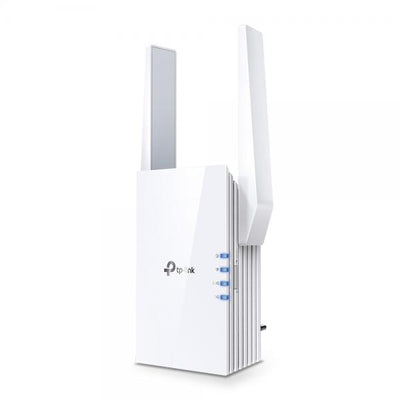 TP-Link - RE505X - AX1500 Wi-Fi 6 Range Extender, 300 Mbps at 2.4 GHz + 1201 Mbps at 5 GHz, 2 x External Antennas, 1 x Gigabit Port, Broadcom 1.5GHz Tri-Core CPU, 1024 QAM, Wall Plugged, Tether App, W [RE505X]