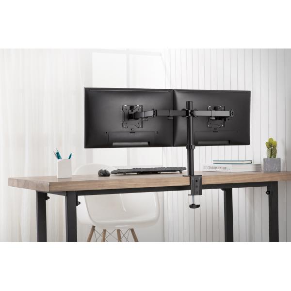 Digitus Dual Monitor Clamp Mount 15-32inch - Max Weight 2 x 8 kg - Black [DA-90400]