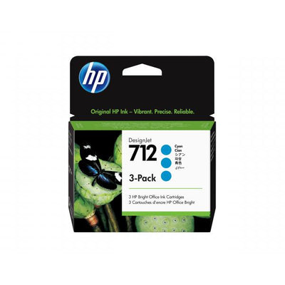 Hp HP 712 Cyan Ink Cartridge 3-Pack [3ED77A]
