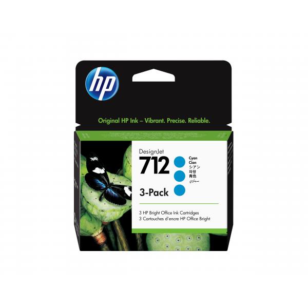 Hp HP 712 Cyan Ink Cartridge 3-Pack [3ED77A]