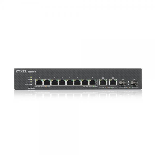 ZYXEL SWITCH MANAGED LAYER 3 LITE, 8X GB, 2X SFP, FANLESS DESKTOP/RACK, NFLEX [GS2220-10-EU0101F]
