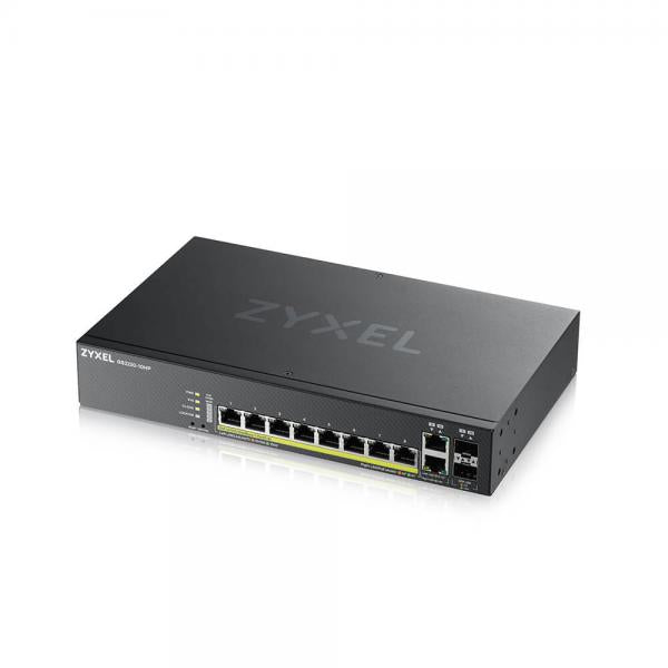 ZYXEL SWITCH MANAGED LAYER 3 LITE, 8X GB POE 180W, 2X SFP, FANLESS DESKTOP/RACK, NFLEX [GS2220-10HP-EU0101F]