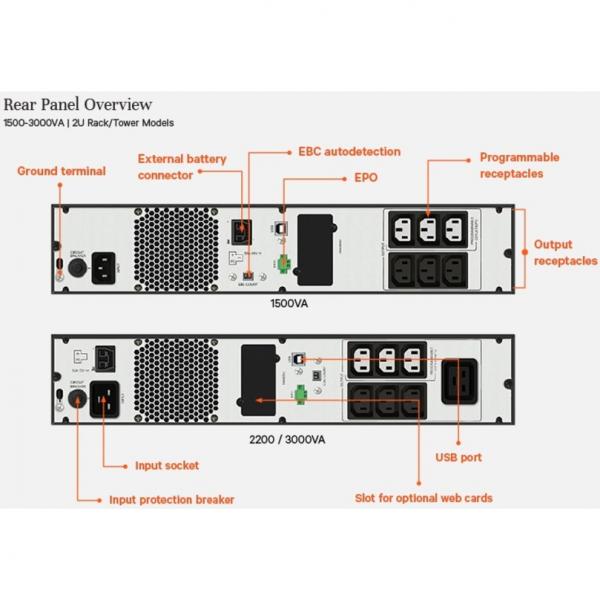 Vertiv Liebert UPS Edge, 3300VA 2700W, Line Interactive, AVR, montaggio Tower/Rack [EDGE-3000IRT2UXL]
