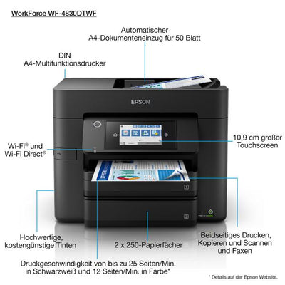 Epson WorkForce Pro WF-4830DTWF Inkjet 4800 x 2400 DPI 36 ppm A4 Wi-Fi [C11CJ05402]