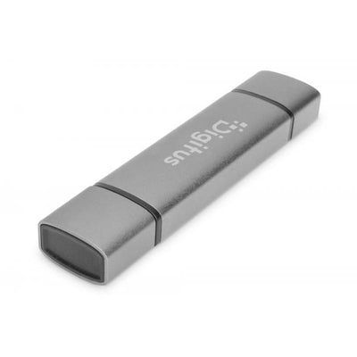 Digitus Combo Card Reader Hub (USB-C+USB 3.0) 1x SD - 1x MicroSD - 1x USB 3.0 - Grey [DA-70886]