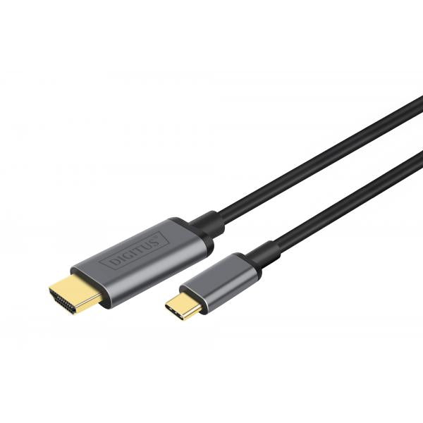 Digitus USB-C - HDMI Adapter - 1.8 m 4K/30Hz - Blackack - metal housing [DA-70821]