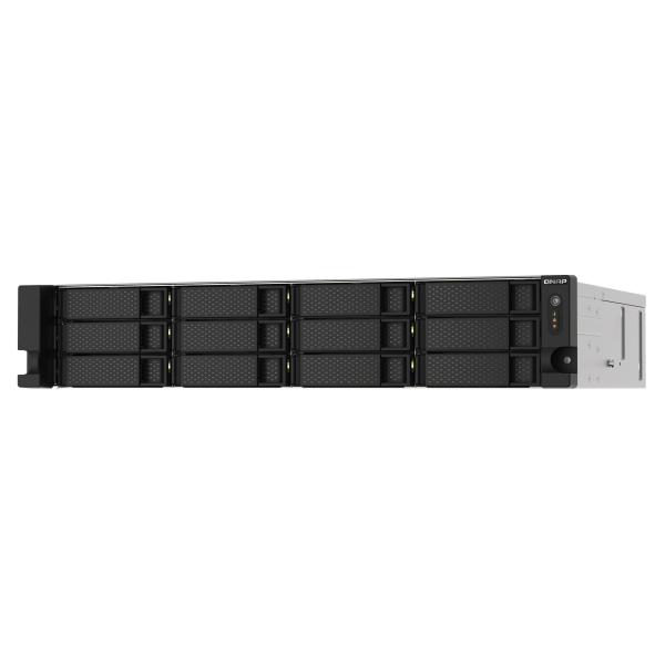 QNAP NAS TS-1273AU-RP-8G, 12 bay rackmount NAS, AMD Ryzen V1000 series V1500B 4C/8T 2.2GHz, 8GB DDR4 RAM, 2 x 2.5GbE LAN, optional 10GbE & M.2 NVMe/SATA SSD expansion via PCIe, 2 x PCIe 3.0 x 4 slots, [TS-1273AU-RP-8G]