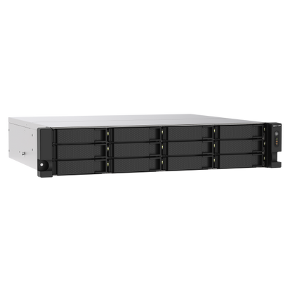 QNAP NAS TS-1273AU-RP-8G, 12 bay rackmount NAS, AMD Ryzen V1000 series V1500B 4C/8T 2.2GHz, 8GB DDR4 RAM, 2 x 2.5GbE LAN, optional 10GbE & M.2 NVMe/SATA SSD expansion via PCIe, 2 x PCIe 3.0 x 4 slots, [TS-1273AU-RP-8G]