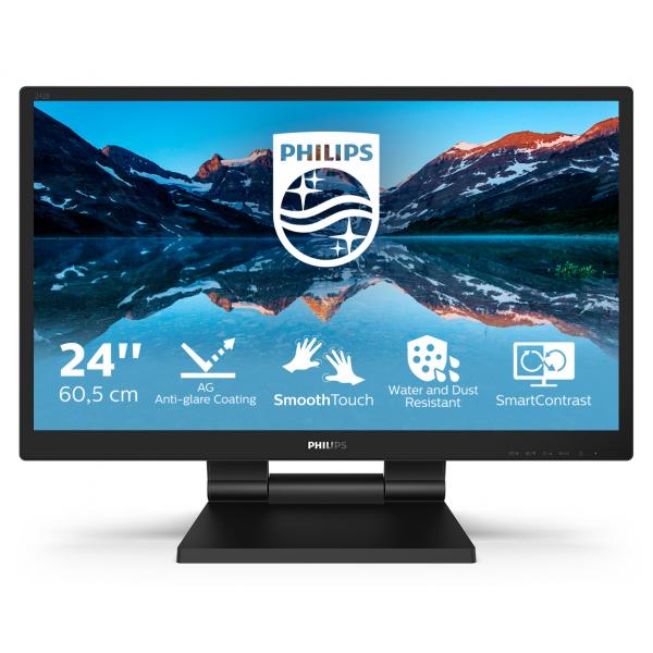 PHILIPS MONITOR TOUCH 23,8 LED IPS 16:9 FHD 5MS 250 CDM, VGA/DVI/DP/HDMI, IP54, MULTIMEDIALE, BASE RIPIEGABILE [242B9TL]
