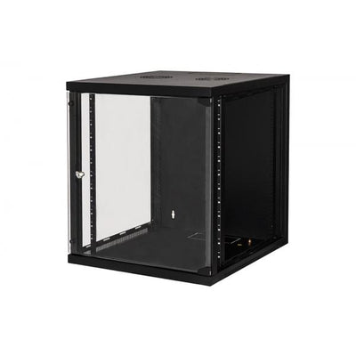 LINK Armadio Rack 19" 12 Unita' Da Muro (A)620X (L)540 X Profondita' 600 Mm. Colore Nero Porta Vetro [LK1912U66N]