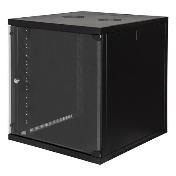 LINK Armadio Rack 19" 12 Unita' Da Muro (A)620X (L)540 X Profondita' 600 Mm. Colore Nero Porta Vetro [LK1912U66N]