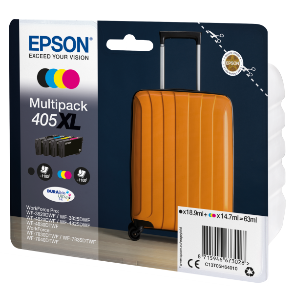 EPSON CARTUCCIA VALIGIA 405 MULTICOLOR (NERO+COLORE) INKJET ALTA CAPACITA C13T05H64010 NO BLISTER [C13T05H64010]