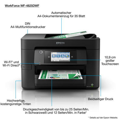 Epson WorkForce Pro WF-4825DWF Inkjet A4 4800 x 2400 DPI 25 ppm Wi-Fi [C11CJ06404]
