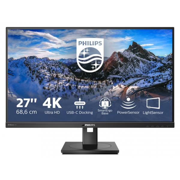 Philips P-Line - 27 inch - 4K Ultra HD IPS LED Monitor - 3840x2160 - USB-C Dock - Pivot / HAS / RJ45 [279P1/00]