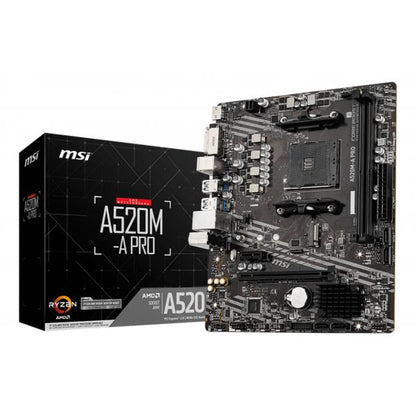 MSI MB AMD A520, A520M-A PRO AM4 2DDR4 11PCI-Ex16, 1M2, 4SATA3, 6USB3 [A520M-A PRO]