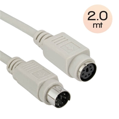 Atlantis Land 2.0m PS2 M/F cavo PS/2 2 m 6-p Mini-DIN Grigio [P019-C120-6MF-2]