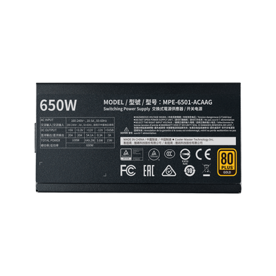 Cooler Master MWE Gold 650 - V2 Full Modular alimentatore per computer 650 W 24-pin ATX ATX Nero [MPE-6501-AFAAG-EU]
