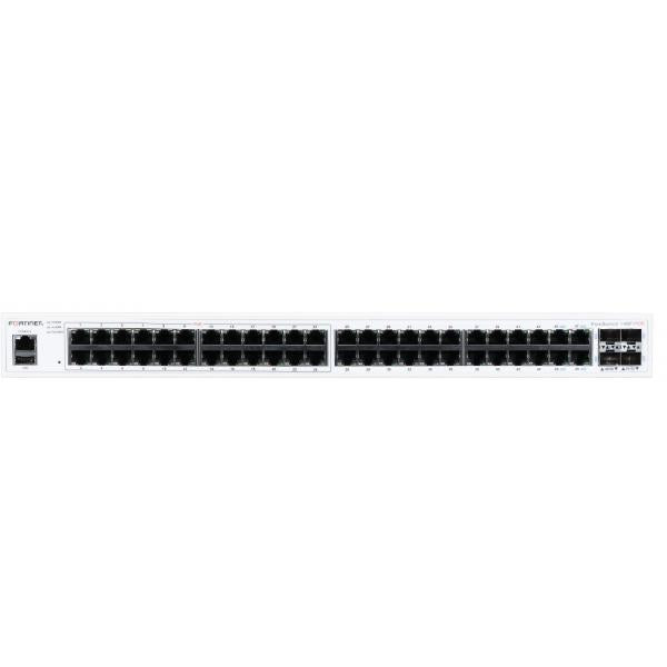 FORTISWITCH-148F-POE SWITCH L2+ MAN. CON 48 P. GE + 4 P. SFP+ POWER BUDGET FINO A 370W [FS-148F-POE]