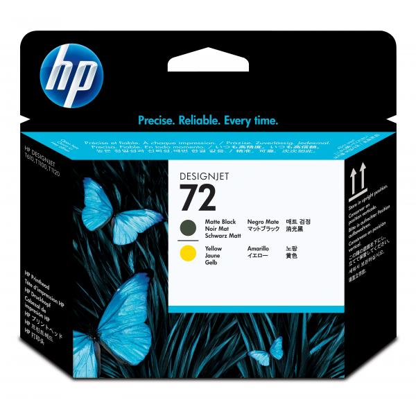 HP CART INK TESTINA NERO OPACO E GIALLO PER DESIGNJET T1100, N. 72 [C9384A]