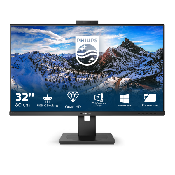 Philips P-Line - 32 inch - Quad HD IPS LED Monitor - 2560x1440 - USB-C Dock - Pivot / HAS / RJ45 / Webcam [326P1H/00]
