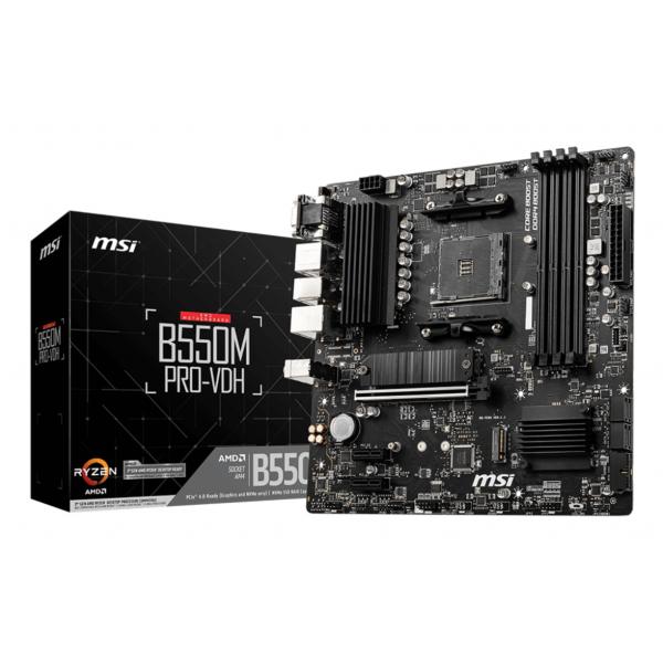 MSI MB AMD B550M PRO-VDH, B550 ,AM4,4DDR4,1PCI-EX16, 2PCI-EX1, 2M.2, 4SATA3,7USB3.2 GEN1, 6USB [B550M PRO-VDH]
