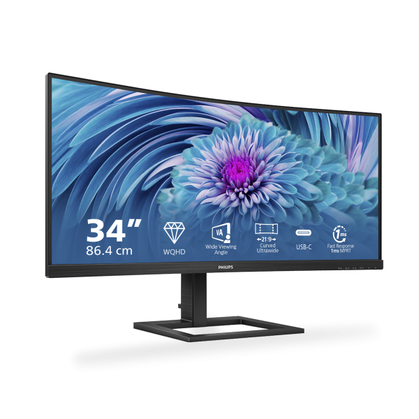 PHILIPS MONITOR CURVO 34 LED VA 21:9 3440x1440 1MS 350 CDM, USB-C, ALTEZZA, DP/HDMI, MULTIMEDIALE [346E2CUAE]