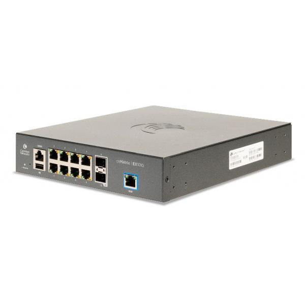 CambiumNetworks,EX1010,Intelligent Ethernet Switch cnMatrix, 8 1,Gbps and 2 1,Gbps SFP fiber ports , no power cord [MX-EX1010XXA-E]