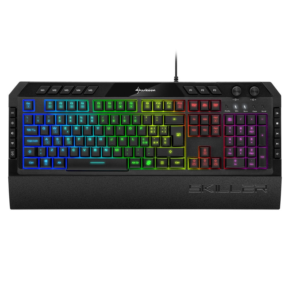 SHARKOON TASTIERA GAMING A MEMBRANA SKILLER SGK5 6 ZONE RGB, POGGIAPOLSI REMOVIBILE [SKILLER SGK5]