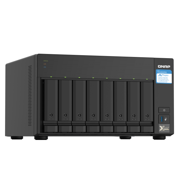 Qnap TS-832PX NAS Tower - Ethernet LAN - AL324 - Aluminium - Black [TS-832PX-4G]