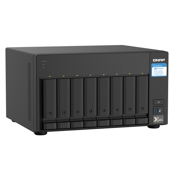 Qnap TS-832PX NAS Tower - Ethernet LAN - AL324 - Aluminium - Black [TS-832PX-4G]